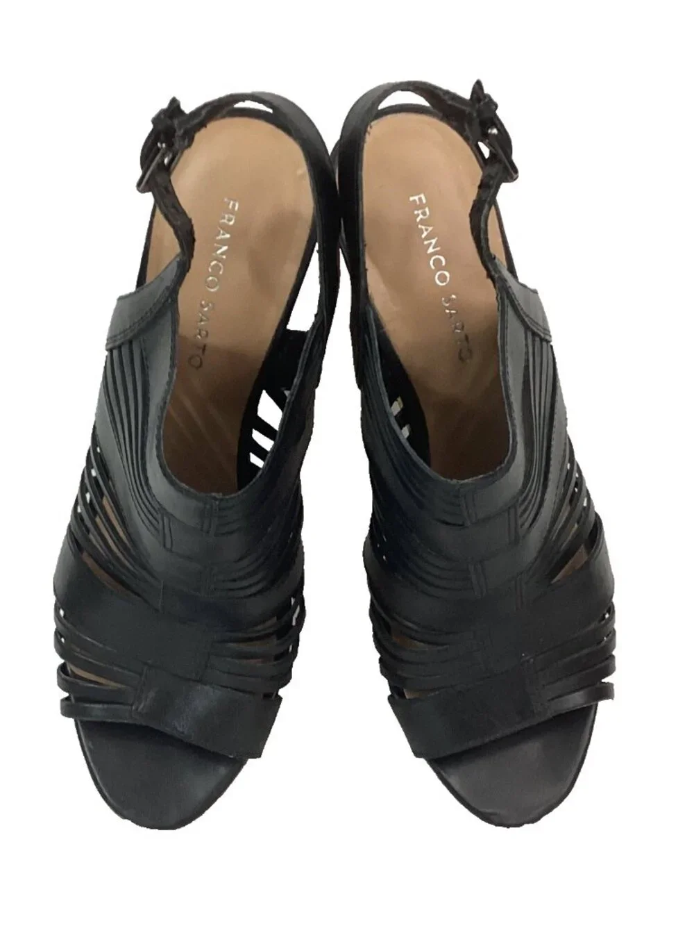 Franco Sarto Sharp Women's Sz 7.5 Black Leather Espadrilles 3.75